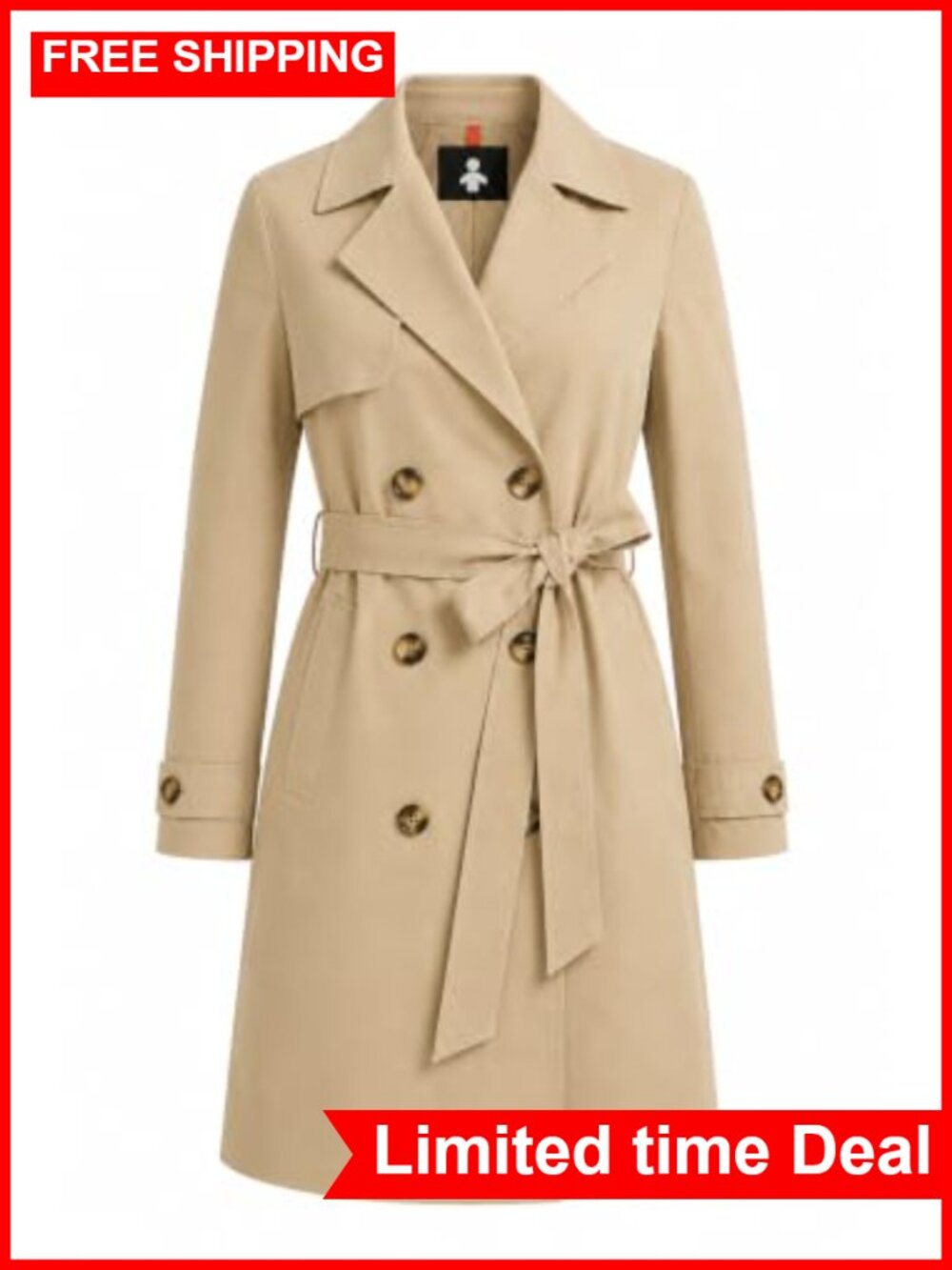 Orolay Women Trench Coat Long Double Breasted Belted Waterproof Rain Coat